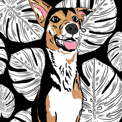 This is Bella, a beautiful tri-pawed dog, captured in a custom portrait. I love illustrating the unique spirit of every animal, especially resilient rescue pets.