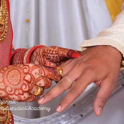 This is the beautiful, rich stain just 24 hours after application for an engagement ceremony. My organic henna ensures a deep and lasting color.