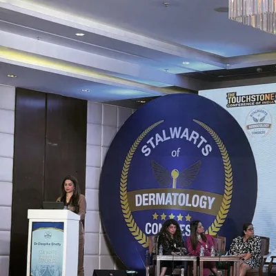 On stage at the Stalwarts of Dermatology Congress 2023. Being invited to share my experience with fellow dermatologists is a privilege and a responsibility I take very seriously.