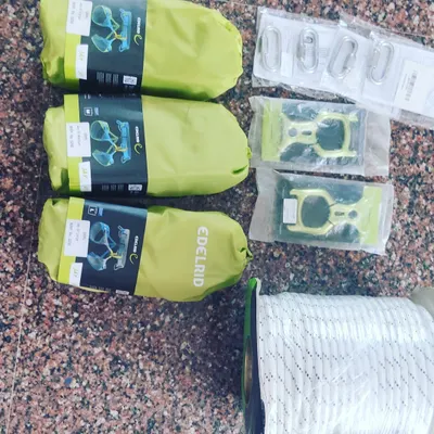 Unpacking brand new gear from Edelrid. I only use top-quality, German-engineered equipment, from ropes and harnesses to descenders. Your safety depends on it.