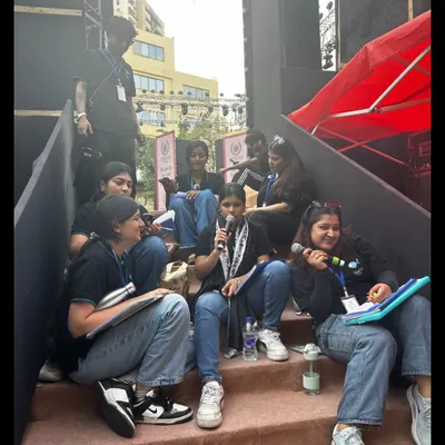 Our team members using walkie-talkies for crew coordination during the DAIS Annual Day. Clear and constant communication is the backbone of our backstage management.