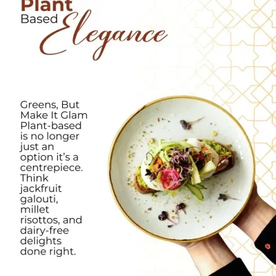 Greens, but make it glam. Plant-based is no longer just an option; it's a centerpiece. We create elegant dishes like jackfruit galouti, millet risottos, and this beautiful avocado toast.