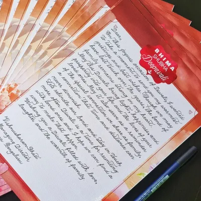 The final version of a heartfelt letter for Bhima Jewelers' employees. A handwritten note in the age of email makes a powerful statement and shows genuine appreciation.