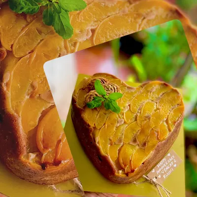A beautiful upside-down cake with jaggery-caramelised peaches. This is a delectable treat, but alas, peach season is over for now.
