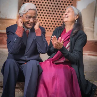 The heart has no wrinkles. This candid moment of shared laughter between the couple during their 50th-anniversary shoot is pure gold. It’s a beautiful reminder that joy is timeless.