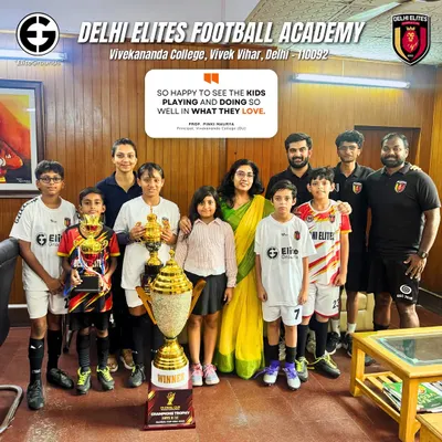 A special moment as our players are congratulated by the Principal of Vivekananda College for their recent victories. We are grateful for the support.
