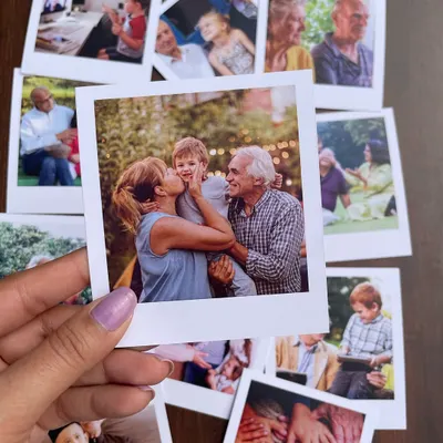 There's nothing like holding a memory in your hand. I print your best photos as high-quality, retro-style polaroids, perfect for capturing family moments with grandparents and kids.