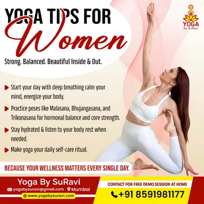 Yoga tips designed for women. We focus on poses like Malasana and Bhujangasana for hormonal balance and core strength, making yoga a daily self-care ritual.