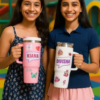 Twinning is winning. Grab your bestie and get matching personalised tumblers. We can add your name and cute stickers to make them uniquely yours.