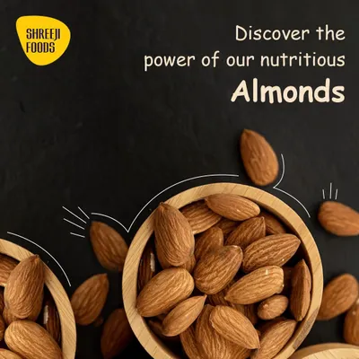 My almonds are a true powerhouse of nutrition. This shot captures the natural, wholesome quality of each one. They are perfect for daily snacking to keep your energy levels up.