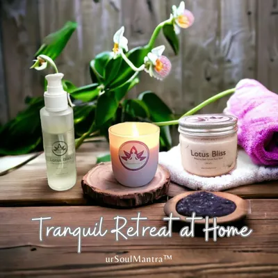 This is what a tranquil retreat at home looks like. My Home SPA Bliss Kit, featuring the body oil, scented candle, and bath salts, has everything you need to create a spa-like experience in your own bathroom.