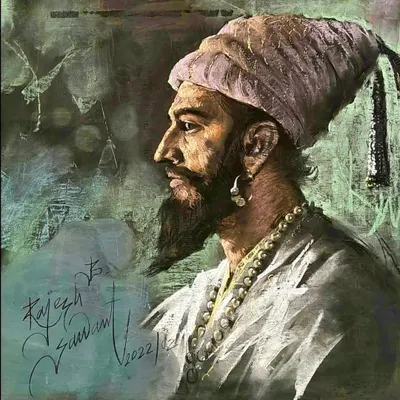 A powerful chalk portrait of Chhatrapati Shivaji Maharaj, capturing his visionary gaze. This is a subject I return to often, as he is an inspiration for all of India.