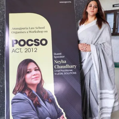 It was a privilege to be the guest speaker for a workshop on the POCSO Act at B.S. Anangpuria Institute of Law. Standing next to the event banner, I felt a deep sense of purpose in preparing these future legal professionals to handle sensitive child protection cases with empathy and expertise.