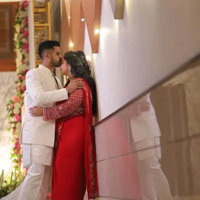 A beautiful, romantic picture of my cutest client Neelam and her partner. The makeup looks soft and elegant even in a candid, intimate shot.