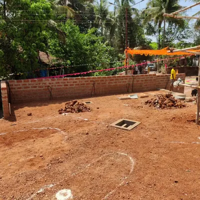 Every great garden starts with a blank canvas. This is the 'before' shot of a villa project in Goa, showing the site cleared and marked out, ready for transformation.