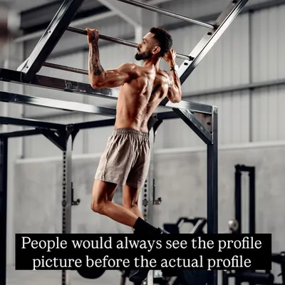 A shot of me performing a pull-up, showcasing back and arm definition. The caption reminds you that how you feel about yourself changes everything.
