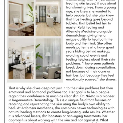 A look inside my clinic, Ambrosia Aesthetics. My journey into dermatology was about transforming lives, combining medical science with Reiki healing to treat both the body and mind.