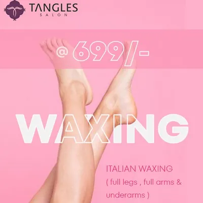 This graphic clearly outlines one of my most popular waxing packages. It includes full Italian waxing for full legs, full arms, and underarms at a set price, providing a clear and direct offer for this service.