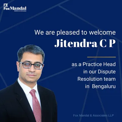 We are pleased to welcome Jitendra C P as a Practice Head in our Dispute Resolution team in Bengaluru. His extensive experience in civil, commercial, and arbitration matters further strengthens our capabilities in handling a wide variety of disputes for our clients.