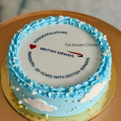 A professional and sleek corporate cake for a British Airways employee celebrating 20 years of service. I can create logo cakes for any company event.