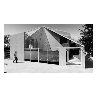 A render of the "House with Three Gables," an unbuilt project from 2017. The design features a distinctive triple-gabled roof and a sunken court, creating a unique spatial arrangement on a suburban plot.