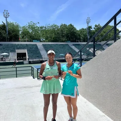 Winning the W35 doubles title with my partner Hiroko Kuwata was a fantastic experience. Teamwork and communication are skills I emphasize in my doubles coaching. I am so grateful for my team and family who support me through every tournament.