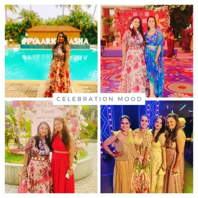 A collage from a grand destination wedding at Treat Resort, Gholvad. From a colorful Haldi by the pool to a Sangeet night filled with music and dance, I plan and host every function to create a seamless and magical wedding journey.