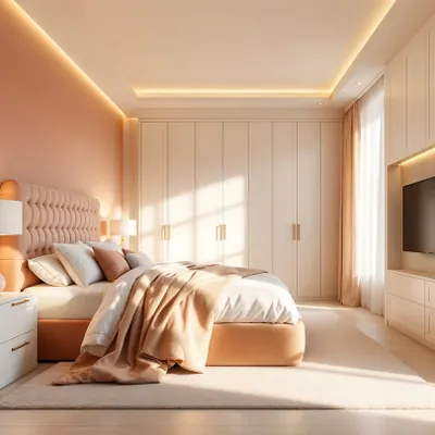 Did you know Peach Fuzz isn’t just pretty, it’s powerful? This concept shows how the color can be the hero of a space when paired with clean lines and luxurious textures.