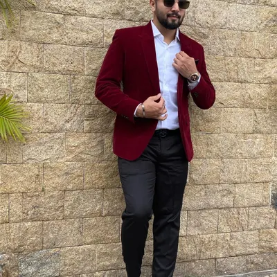 Rocking a sharp red velvet blazer for a wedding event. My personal style is about looking confident and ready for any celebration, just like my choreography.