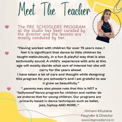 Meet our Founder and Director, Himani Khurana, who has curated the Pre Schoolers Program with over 15 years of experience teaching children. Our focus is on technically sound, fun, and playful learning.