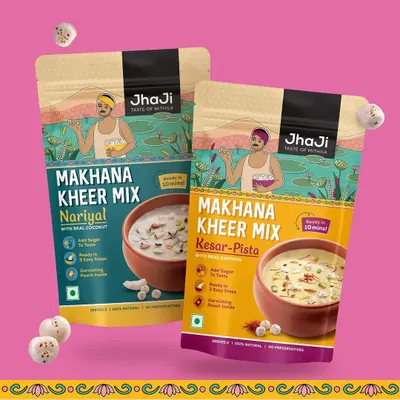 I am so happy to share our newest creation with you. Our Makhana Kheer Mix is available in two flavors, Kesar-Pista and Nariyal, with no added sugar, colors, or preservatives. Just the pure taste of Mithila.