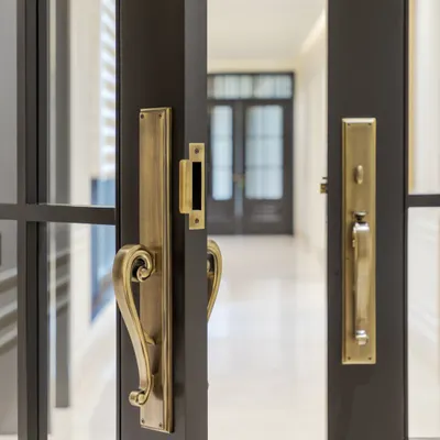 The Emperor Entrance Set, installed at an exquisite residence in Shahtoot Marg. Its bold, regal silhouette and detailed contours in an Antique Brass finish create a powerful first impression, speaking volumes about the refined space within.