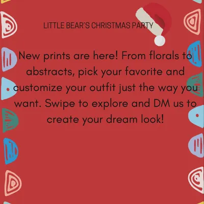 Getting ready for a Christmas party. This graphic introduces our new prints, from florals to abstracts, which you can choose from to create your dream custom outfit.