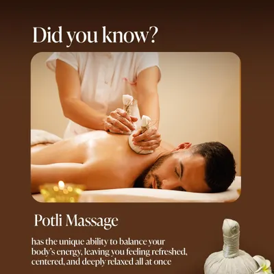 Discover the healing power of Potli Massage, an Ayurvedic therapy using heated herbal pouches. This treatment is designed to alleviate muscle tension, improve circulation, and restore your body's natural energy.