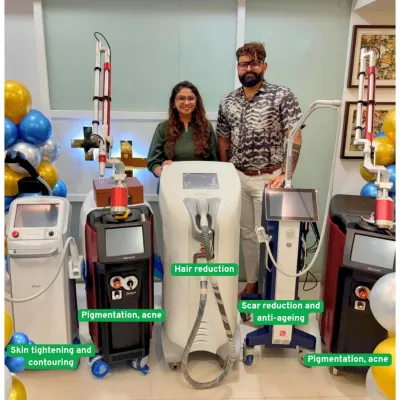 Our clinics are equipped with the latest generation of aesthetic technology. This image showcases some of our advanced machines for hair reduction, skin tightening, and pigmentation, ensuring faster, safer, and more effective outcomes.