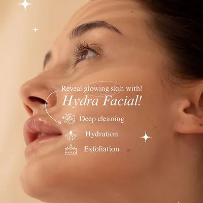 Reveal your skin's natural radiance with a Hydra Facial. This treatment provides three key benefits in one session: deep cleansing to remove impurities, intense hydration for a plump look, and gentle exfoliation for a smooth finish.