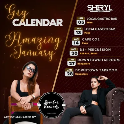 My gig calendar for a packed January. From Pune to Surat to Bangalore, this shows the high demand for my performances at clubs and private events across multiple cities.