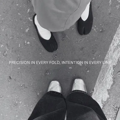Precision in every fold, intention in every line. My Tabi flats are for those who speak in silhouettes, shown here in both classic black and metallic silver for versatile styling from the studio to the street.