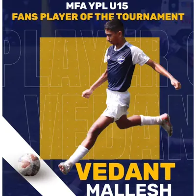 Congratulations to Vedant Mallesh, voted Fans' Player of the Tournament for his rock-solid performances in the MFA YPL U15.