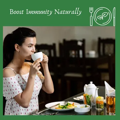 Our food is designed to boost immunity naturally. This image of a guest enjoying a mindful meal illustrates our philosophy of using fresh, Sattvic food as medicine.