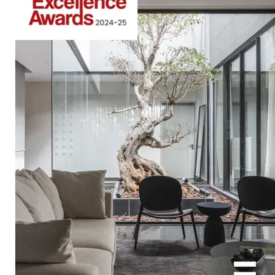 The heart of House 111 is this open-to-sky courtyard, featuring a magnificent olive tree. It acts as a serene focal point, grounding the home and bringing a piece of nature indoors.