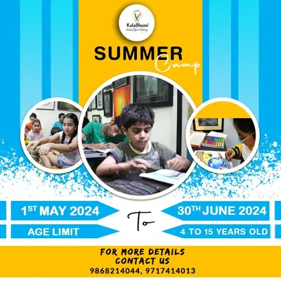 Announcing our Summer Camp for kids aged 4 to 15. It's the perfect opportunity for children to learn new skills in drawing, painting, and art and craft in a fun and friendly environment.