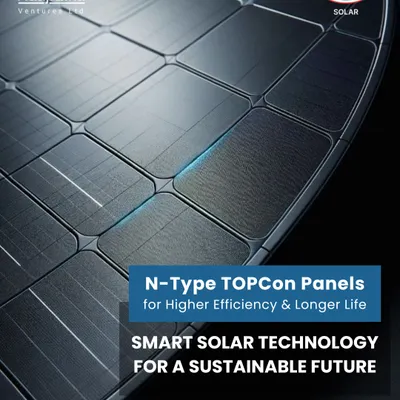 This is smart solar technology for a sustainable future. Our N-Type TOPCon panels represent the next generation of solar, offering higher efficiency and a longer operational life to maximize your energy independence.