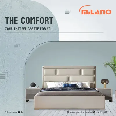 This fully upholstered bed with a panelled headboard is a perfect example of the comfort zone we create. Paired with matching side tables, it forms a complete and luxurious bedroom set.