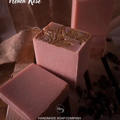 This is my French Rose soap, the ultimate glow-up bar. It's infused with pink clay to gently detoxify while keeping your skin’s natural moisture intact, all with a delicate rose scent.
