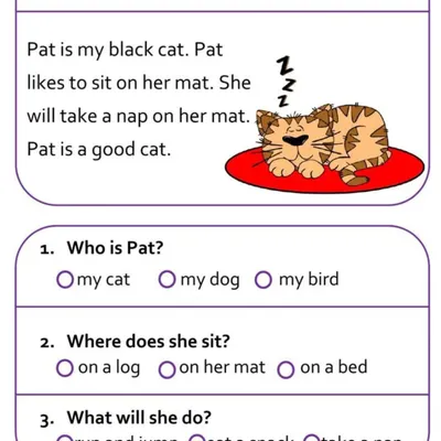 This is an example of a reading comprehension worksheet we use. Such exercises are essential for developing a child's critical thinking, memory, and problem-solving abilities alongside their language skills.