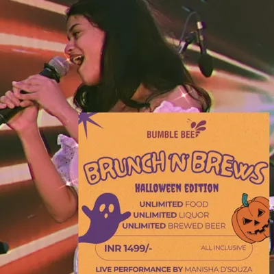 This is a promotional graphic for a Halloween-themed brunch where I performed live. I am available for themed parties and special holiday events to add a unique musical touch.