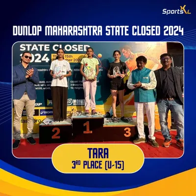 Celebrating our academy's rising star, Tara, for securing 3rd place in the U-15 category at the Dunlop Maharashtra State Closed 2024.