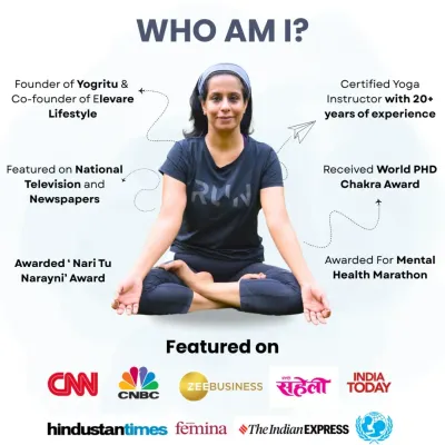 A summary of my professional journey. I am the founder of Yogritu, a certified instructor with over two decades of experience, and have been featured on national television and in newspapers for my work in clinical and therapeutic yoga.