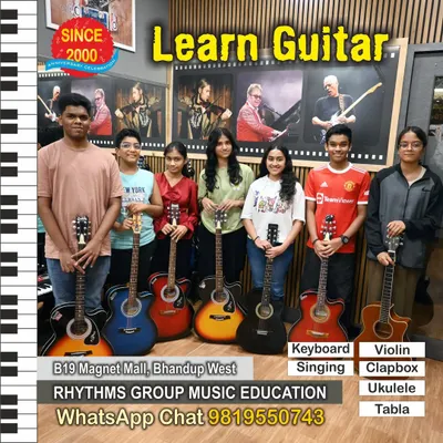 Our guitar classes bring together students with a shared passion for music. This group photo captures the camaraderie and enthusiasm in our studio as learners of different ages come together to practice and improve their guitar skills.